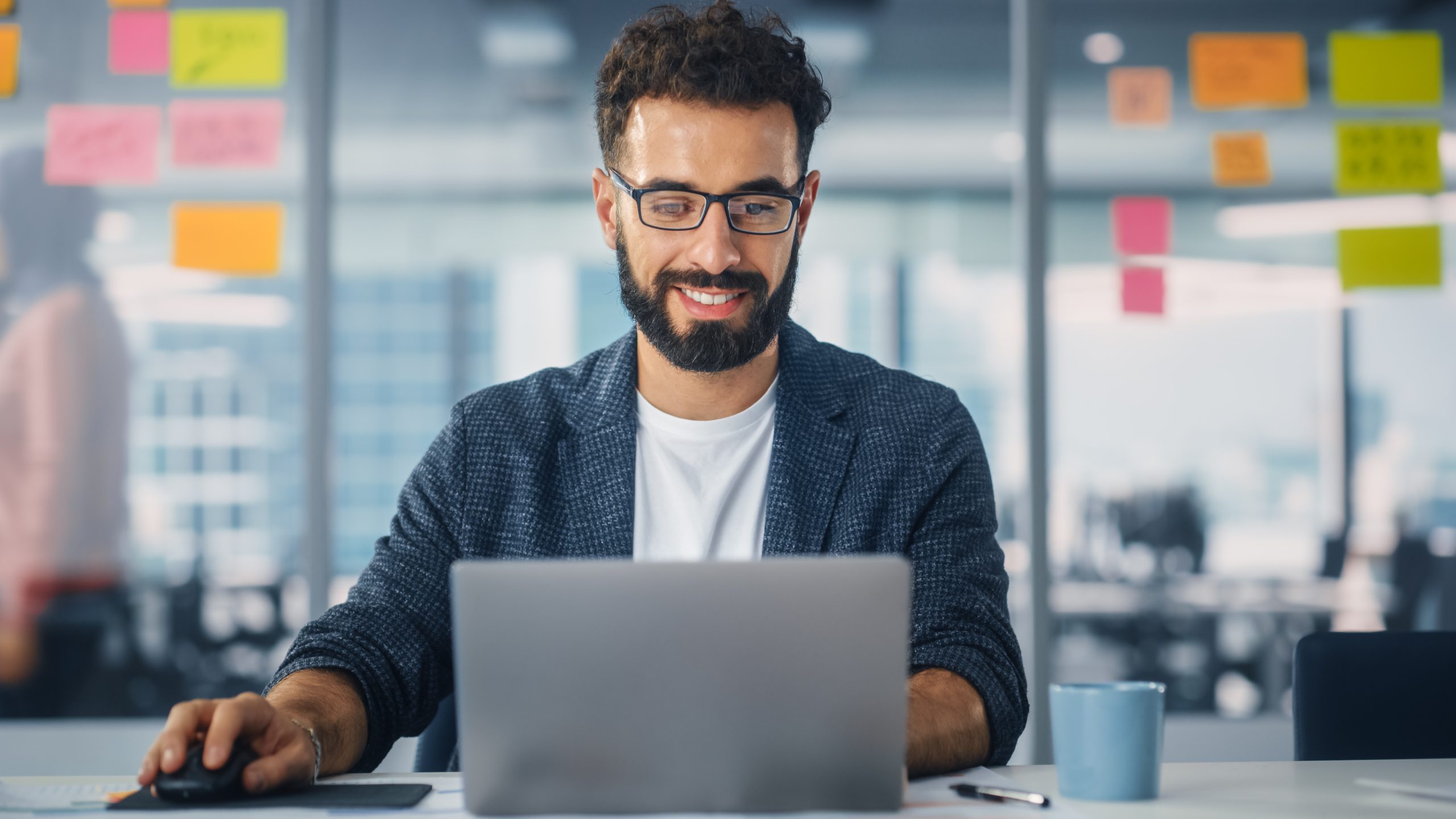 Modern,Office:,Portrait,Of,Young,Stylish,Businessman,Wearing,Glasses,Works