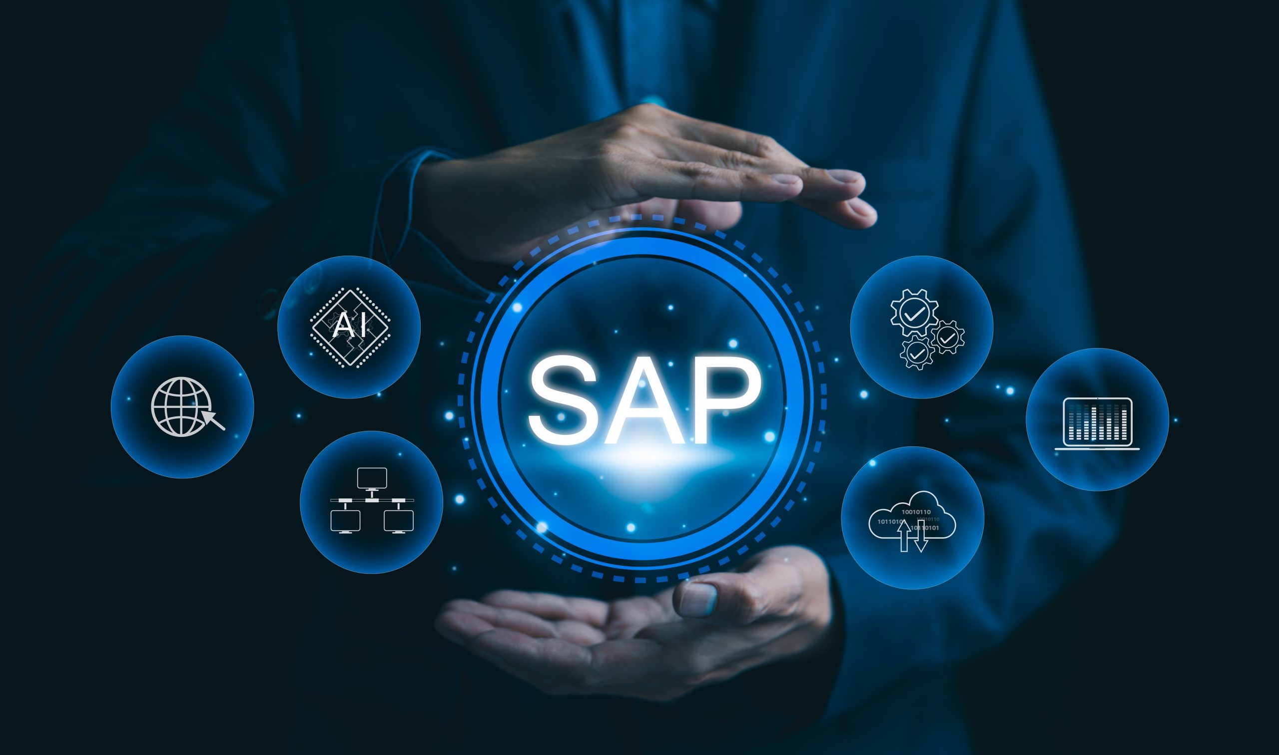 Sap,Enterprise,Software,And,Digital,Transformation,Concept.,Businessman,Using,Sap
